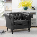 Fauteuil d'appoint capitonné noir moderne 39 avec clous décoratifs