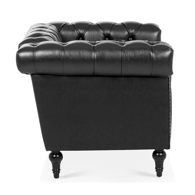 Fauteuil d'appoint capitonné noir moderne 39 avec clous décoratifs