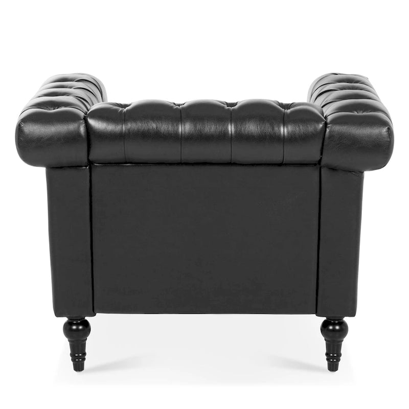 Fauteuil d'appoint capitonné noir moderne 39 avec clous décoratifs