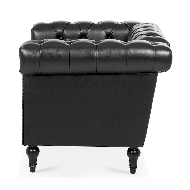 Fauteuil d'appoint capitonné noir moderne 39 avec clous décoratifs
