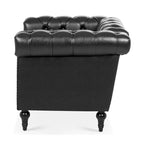 Fauteuil d'appoint capitonné noir moderne 39 avec clous décoratifs