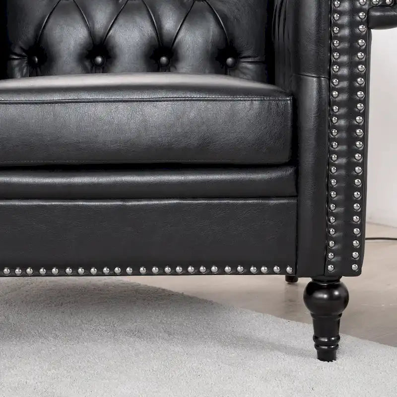 Fauteuil d'appoint capitonné noir moderne 39 avec clous décoratifs