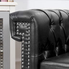 Fauteuil d'appoint capitonné noir moderne 39 avec clous décoratifs
