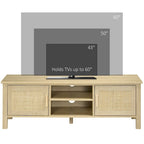 Meuble TV 47,3" avec porte en rotin et rangement pour téléviseurs de moins de 60"