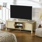 Meuble TV 47,3" avec porte en rotin et rangement pour téléviseurs de moins de 60"