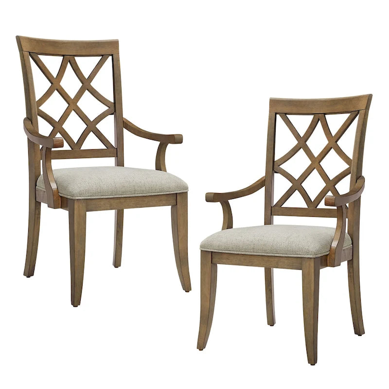 Chaises de salle à manger modernes avec accoudoirs et assise rembourrée - Lot de 2