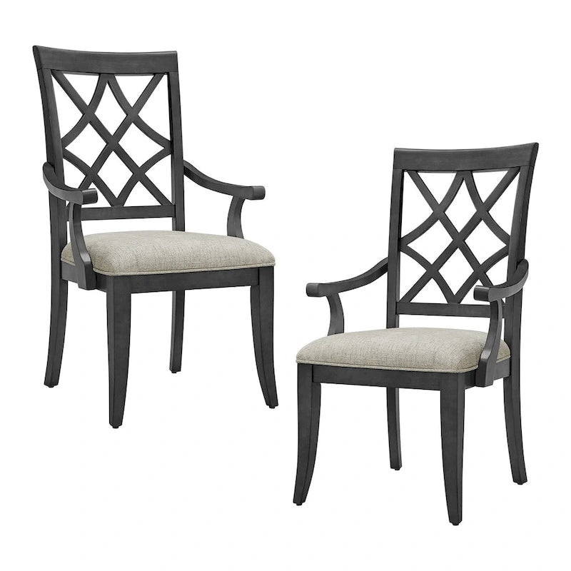 Chaises de salle à manger modernes avec accoudoirs et assise rembourrée - Lot de 2