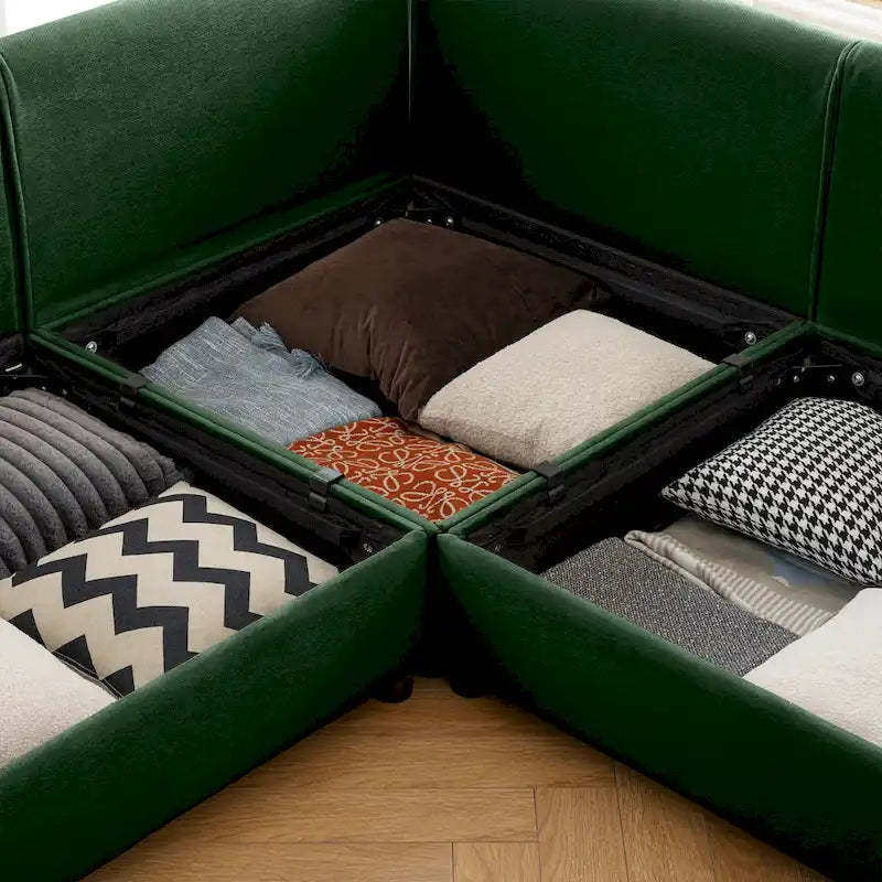 Canapé modulable 2 places en chenille de 75,5 po avec coffre de rangement, combinaison à assembler soi-même
