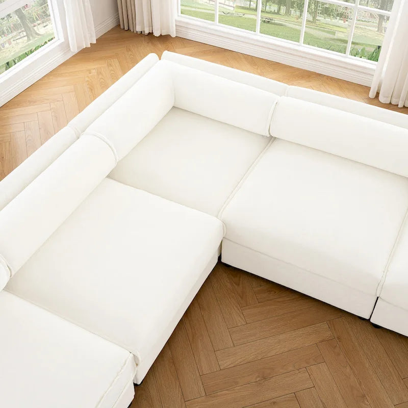 Canapé modulable 2 places en chenille de 75,5 po avec coffre de rangement, combinaison à assembler soi-même
