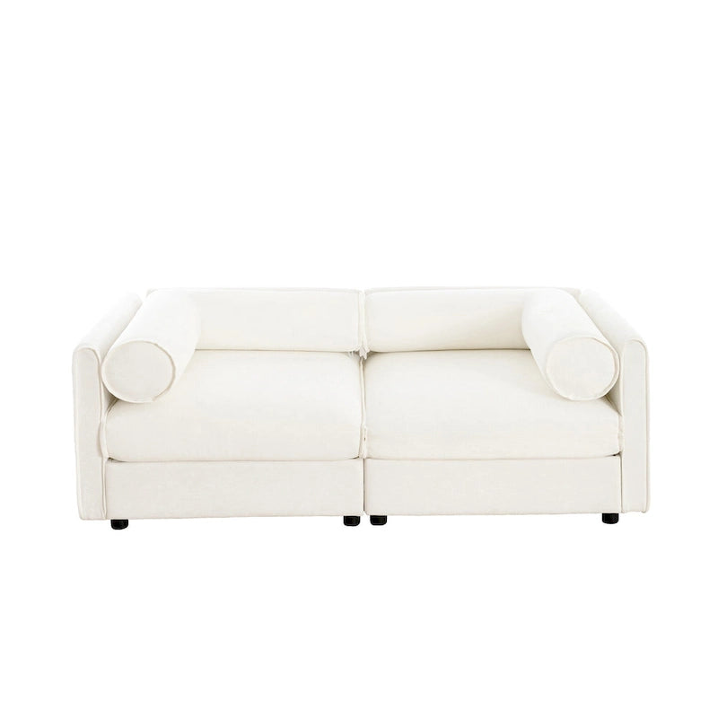 Canapé modulable 2 places en chenille de 75,5 po avec coffre de rangement, combinaison à assembler soi-même