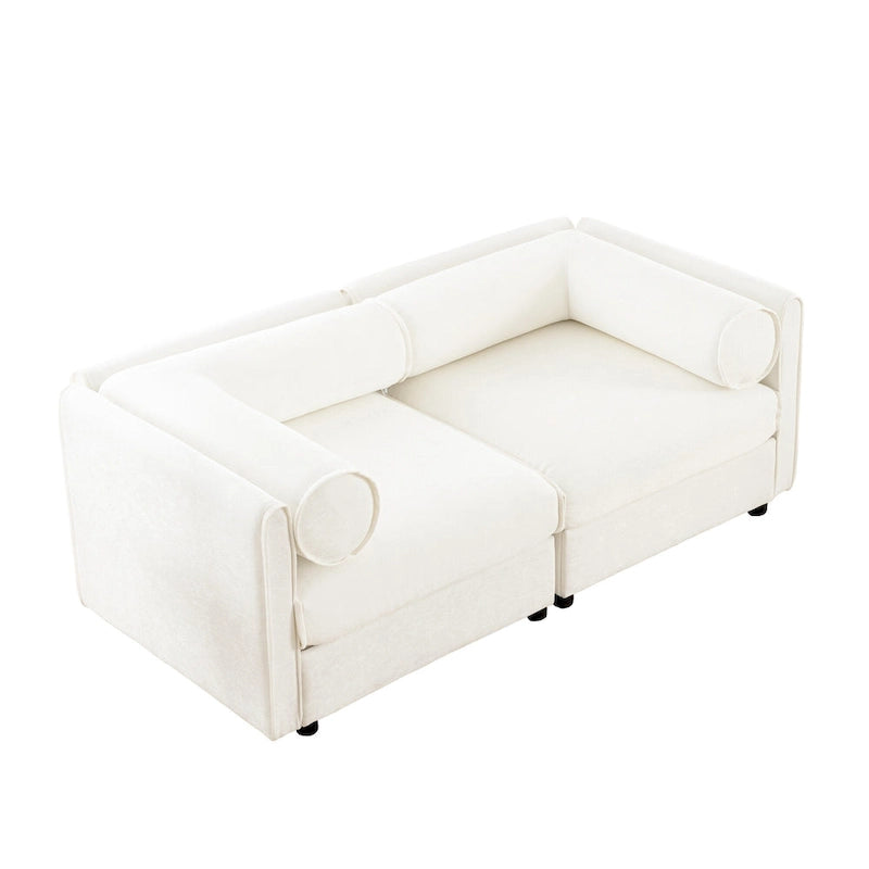 Canapé modulable 2 places en chenille de 75,5 po avec coffre de rangement, combinaison à assembler soi-même