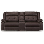 Canapé d'angle inclinable électrique 3 pièces brun foncé Punch Up avec console - 93W x 39D x 41H
