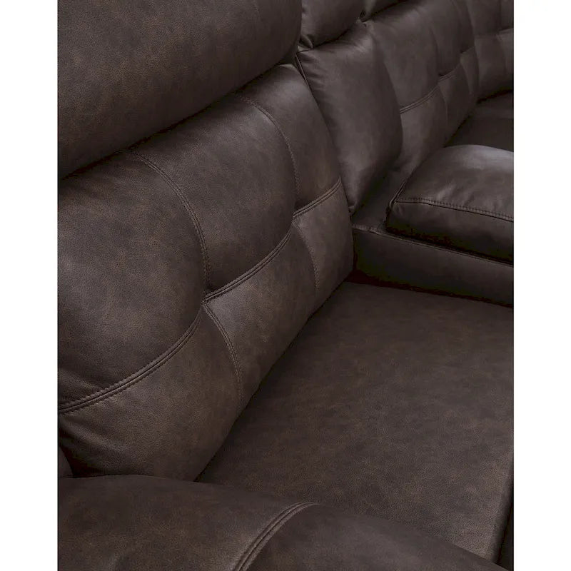 Canapé d'angle inclinable électrique 3 pièces brun foncé Punch Up avec console - 93W x 39D x 41H