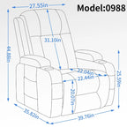 Fauteuil inclinable électrique lève-personne à position infinie avec massage et chaleur, deux ports USB, porte-gobelets, poches latérales, idéal pour les personnes âgées