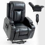 Fauteuil inclinable électrique lève-personne à position infinie avec massage et chaleur, deux ports USB, porte-gobelets, poches latérales, idéal pour les personnes âgées