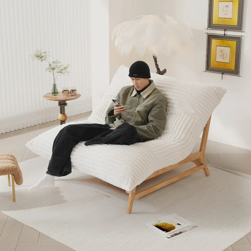 Fauteuil poire grand format, fauteuil poire moelleux avec cadre en bois massif, chaise longue confortable avec rembourrage en duvet