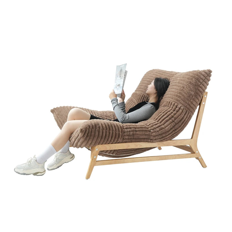 Fauteuil poire grand format, fauteuil poire moelleux avec cadre en bois massif, chaise longue confortable avec rembourrage en duvet