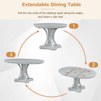 Ensemble de salle à manger 5 pièces en bois gris antique rétro avec table ronde extensible et 4 chaises