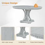 Ensemble de salle à manger 5 pièces en bois gris antique rétro avec table ronde extensible et 4 chaises