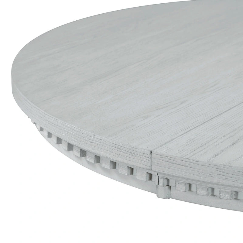Ensemble de salle à manger 5 pièces en bois gris antique rétro avec table ronde extensible et 4 chaises