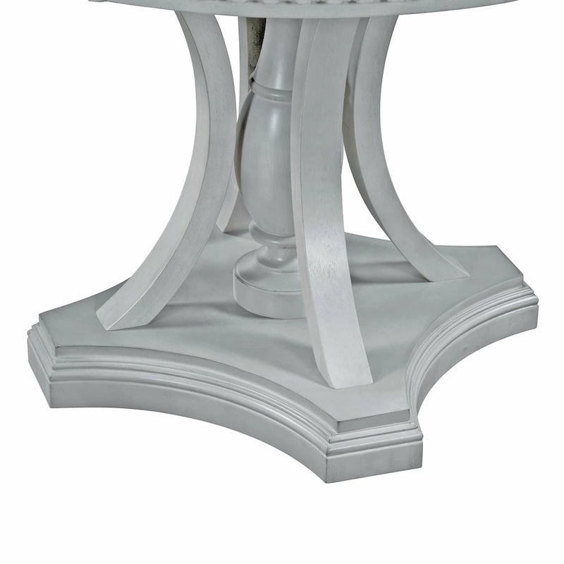 Ensemble de salle à manger 5 pièces en bois gris antique rétro avec table ronde extensible et 4 chaises