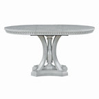 Ensemble de salle à manger 5 pièces en bois gris antique rétro avec table ronde extensible et 4 chaises