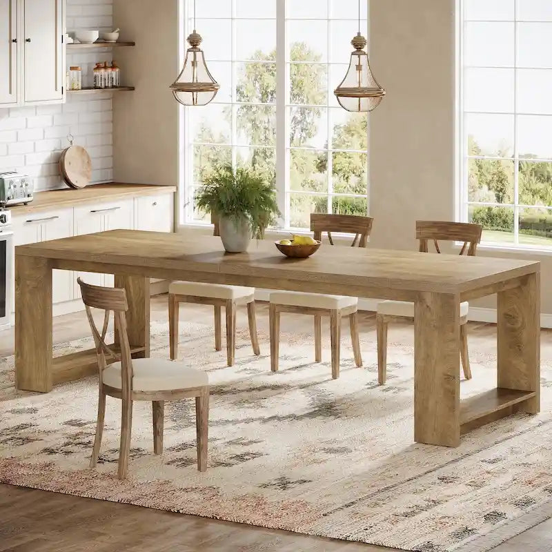 Table à manger de ferme en bois de 220 cm pour 6 à 8 personnes