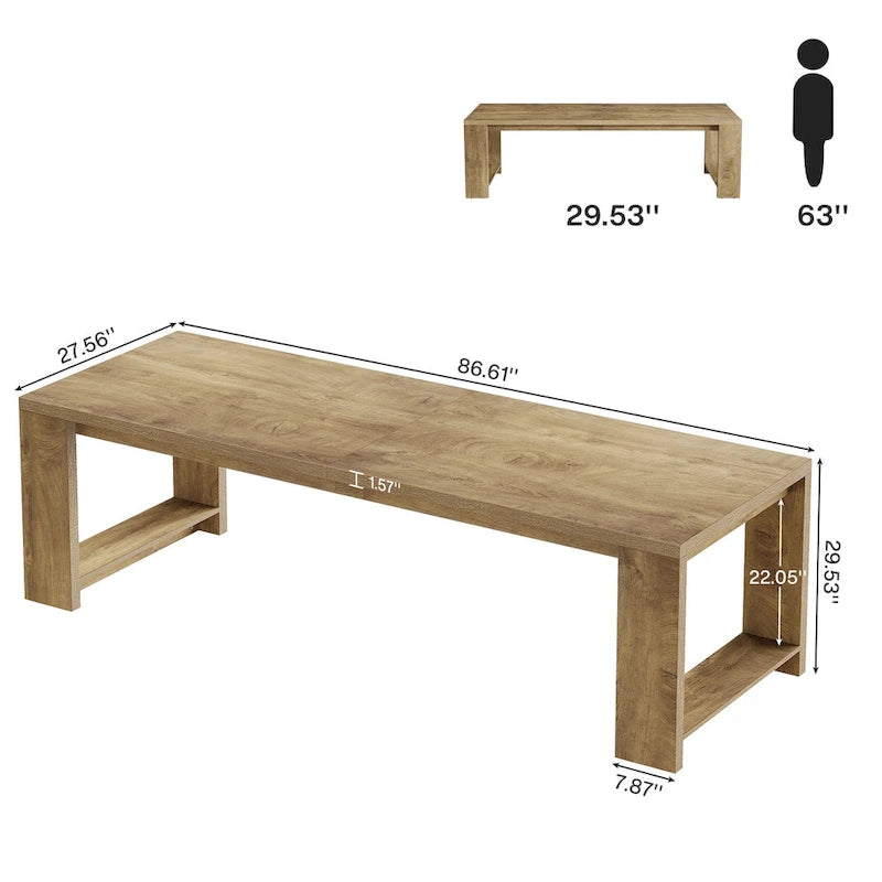 Table à manger de ferme en bois de 220 cm pour 6 à 8 personnes