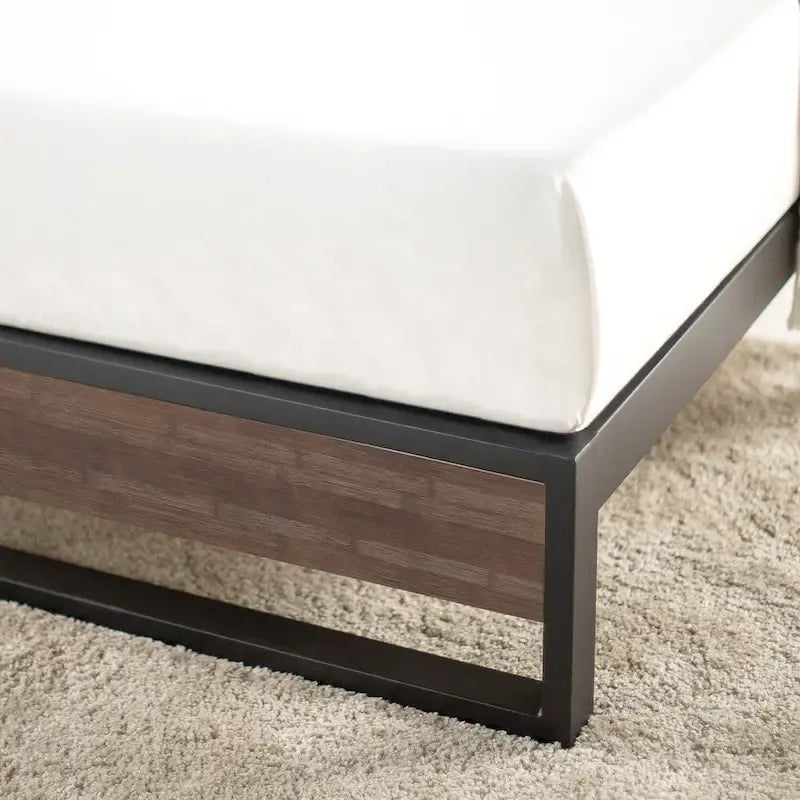 Lit plateforme en bambou et métal, fini gris délavé, 10 pouces, lauréat du GOOD DESIGN Award