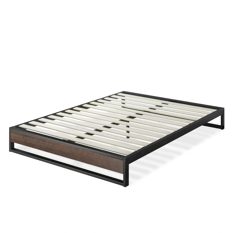 Lit plateforme en bambou et métal, fini gris délavé, 10 pouces, lauréat du GOOD DESIGN Award