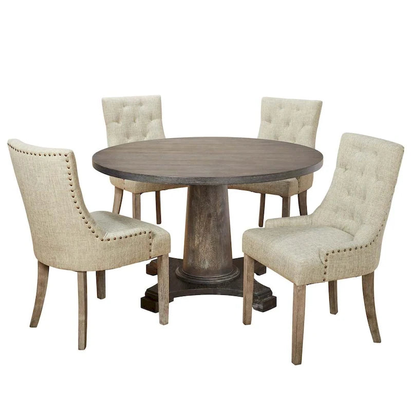 Ensemble de salle à manger Ariana - Table ronde 5 pièces avec chaises rembourrées