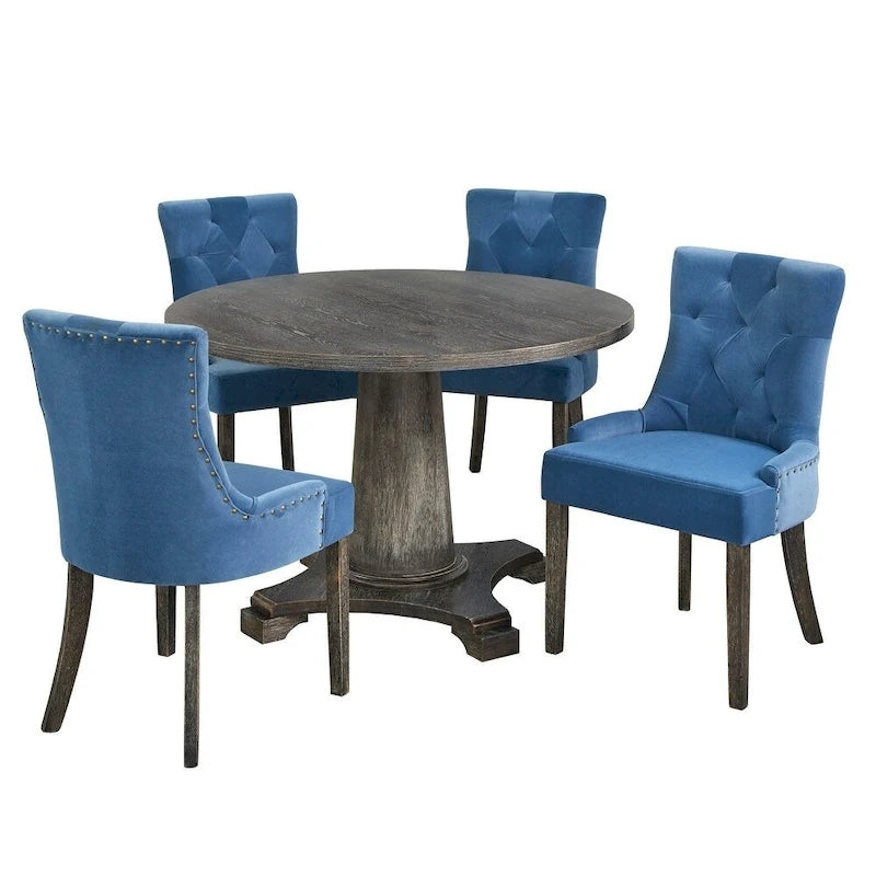 Ensemble de salle à manger Ariana - Table ronde 5 pièces avec chaises rembourrées