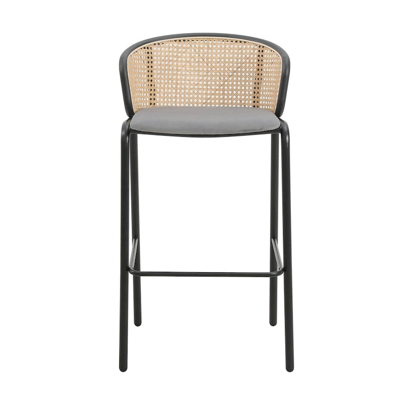 Tabouret de bar LeisureMod Ervilla avec cadre en acier thermolaqué noir, lot de 2 - 37