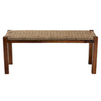 Banc Hermes de style Transitionnel Moderne du Milieu du Siècle en Herbes Marines Naturelles et Bois d'Acajou