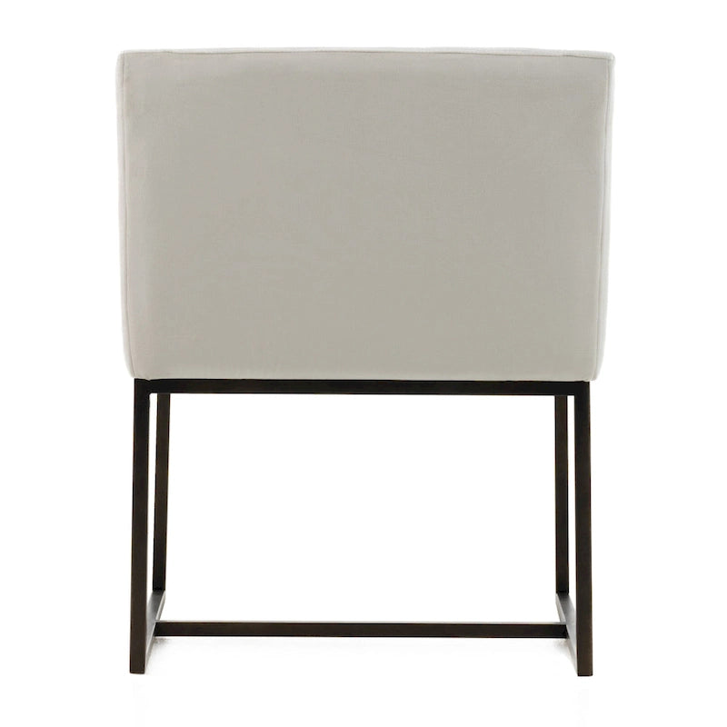 Chaise de salle à manger Elijah moderne beige et laiton cuivré antique