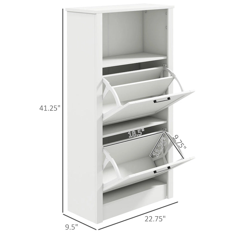Meuble de rangement à chaussures autoportant avec 2 tiroirs basculants et étagères réglables