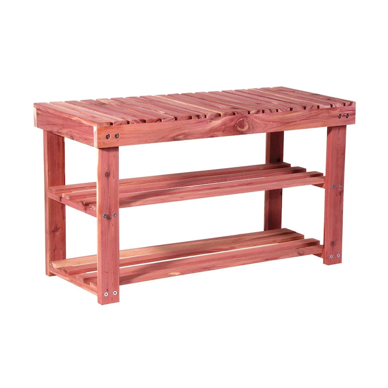 Banc à chaussures 2 niveaux en cèdre Cedar Fresh