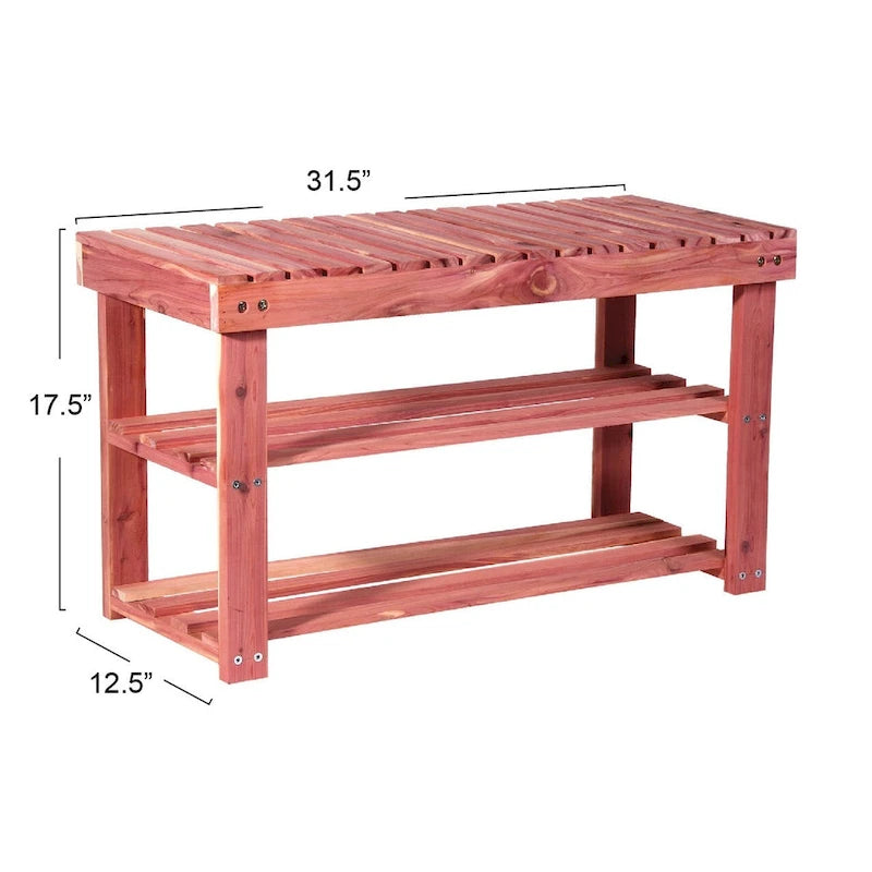 Banc à chaussures 2 niveaux en cèdre Cedar Fresh