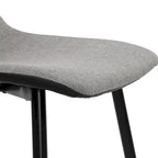 Lot de 4 chaises de salle à manger, industrielles modernes du milieu du siècle en tissu, grises