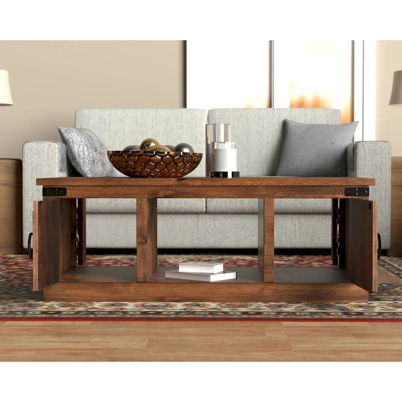 Table basse de ferme 48 pouces, aucun assemblage requis, finition whisky vieilli
