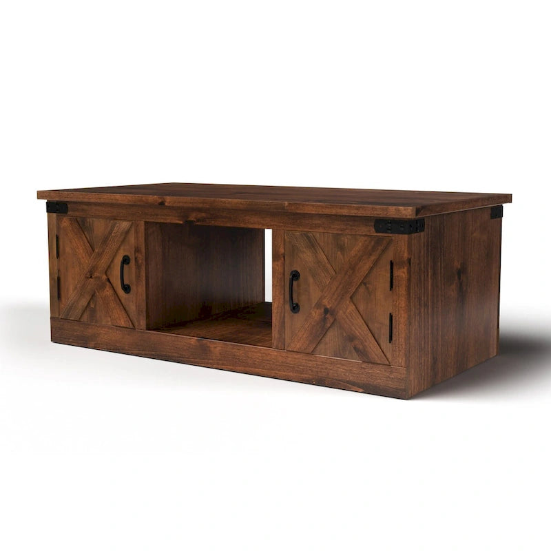Table basse de ferme 48 pouces, aucun assemblage requis, finition whisky vieilli