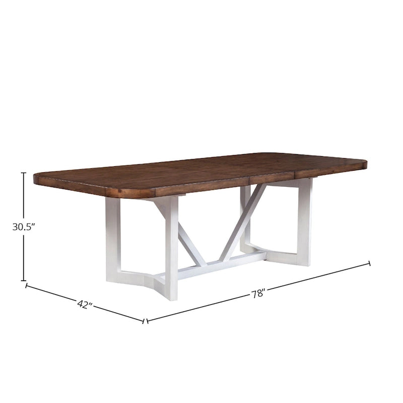 Table de salle à manger bicolore en bois Donham, marron et blanc