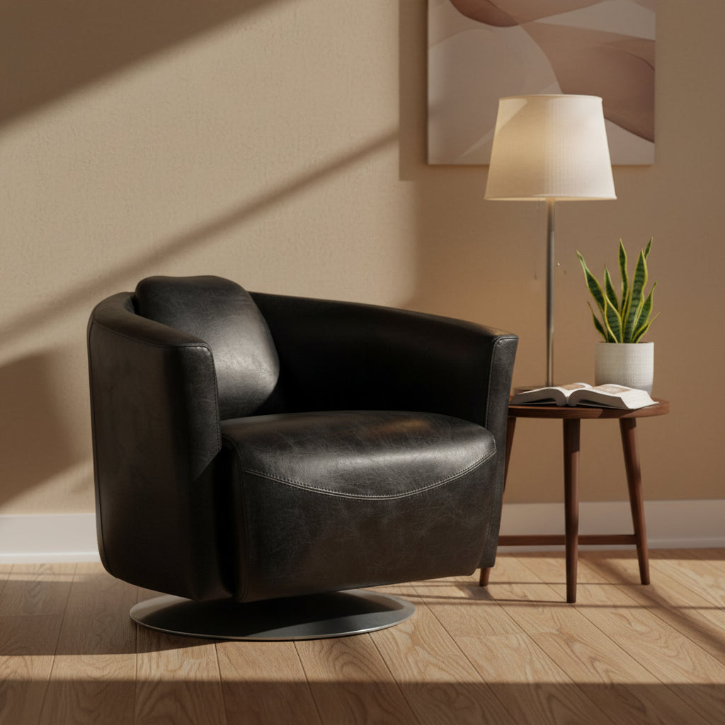 Quinn Swivel Club Chair - Black