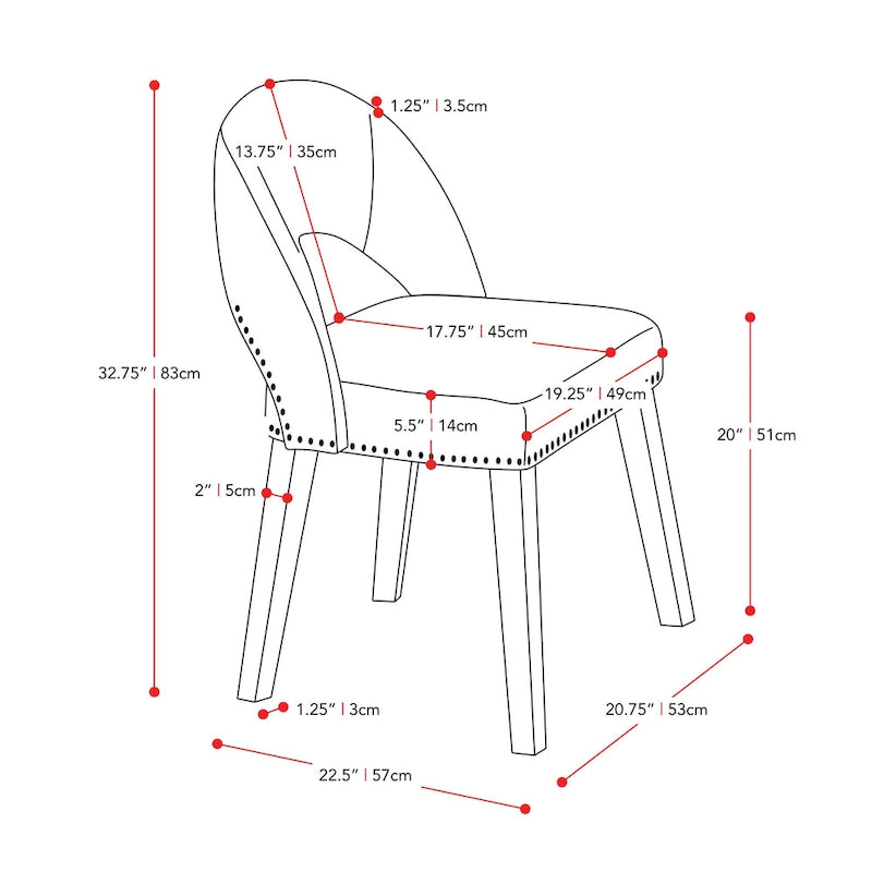 Chaise de salle à manger tapissée Tiffany - Lot de 2