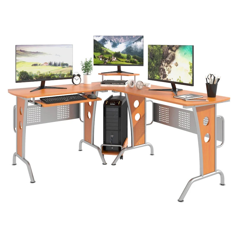 Bureau d'angle informatique en L