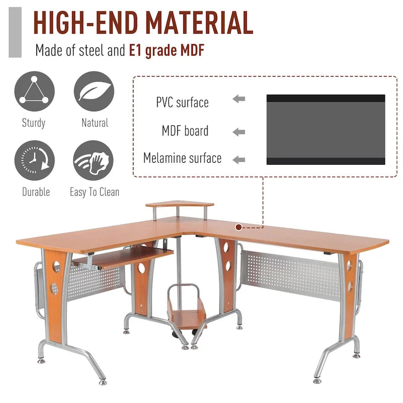 Bureau d'angle informatique en L