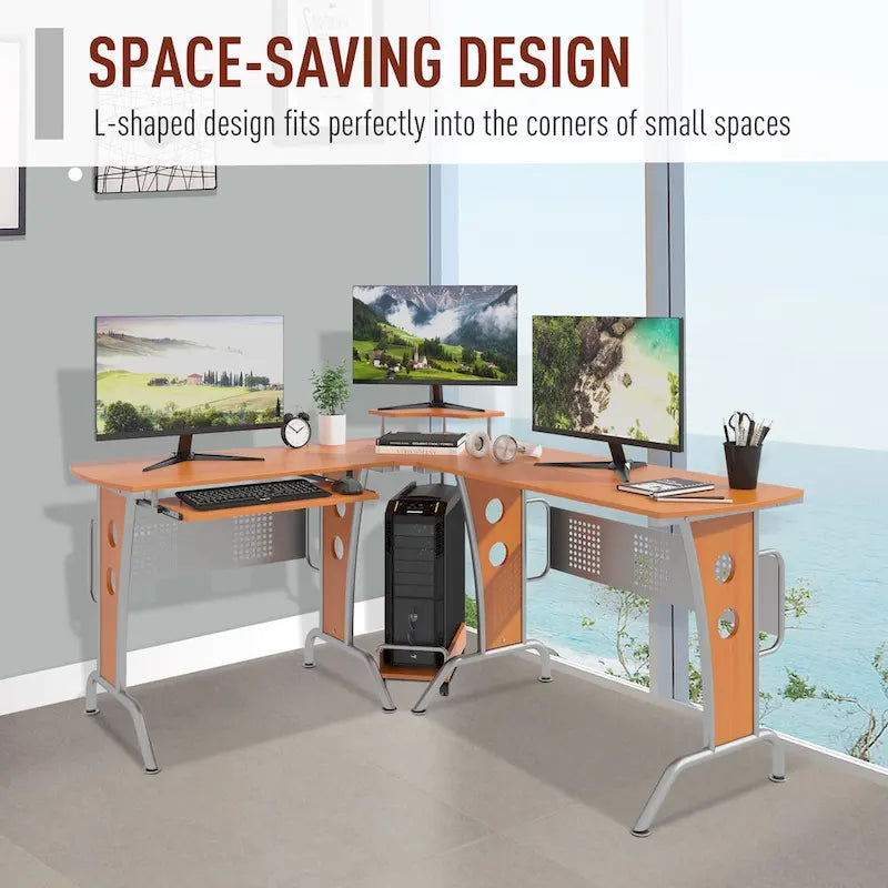 Bureau d'angle informatique en L