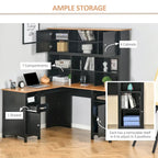 Bureau d'ordinateur d'angle en L avec étagère, poste de travail pour bureau à domicile ou étude