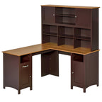 Bureau d'ordinateur d'angle en L avec étagère, poste de travail pour bureau à domicile ou étude