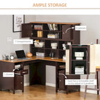 Bureau d'ordinateur d'angle en L avec étagère, poste de travail pour bureau à domicile ou étude